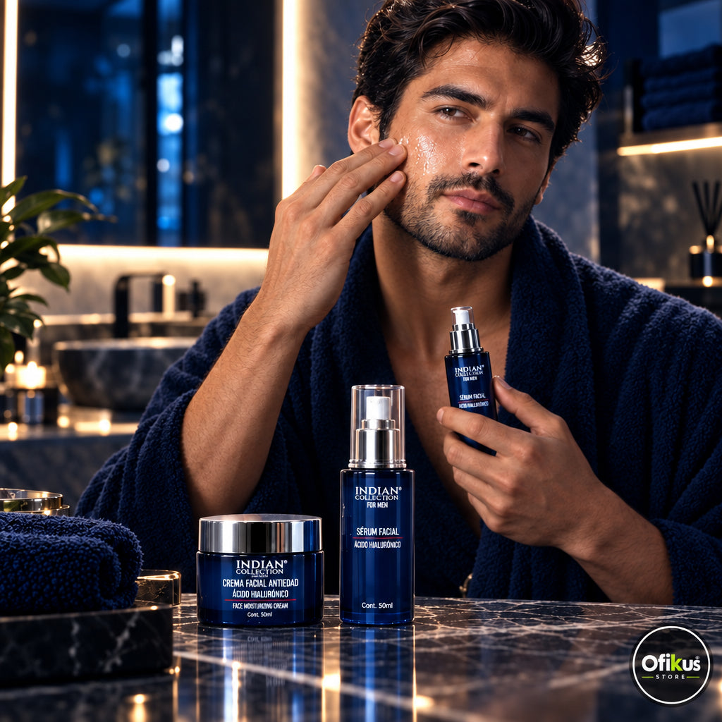 Kit Sérum Facial y Crema Antiedad Masculina Indian Collection