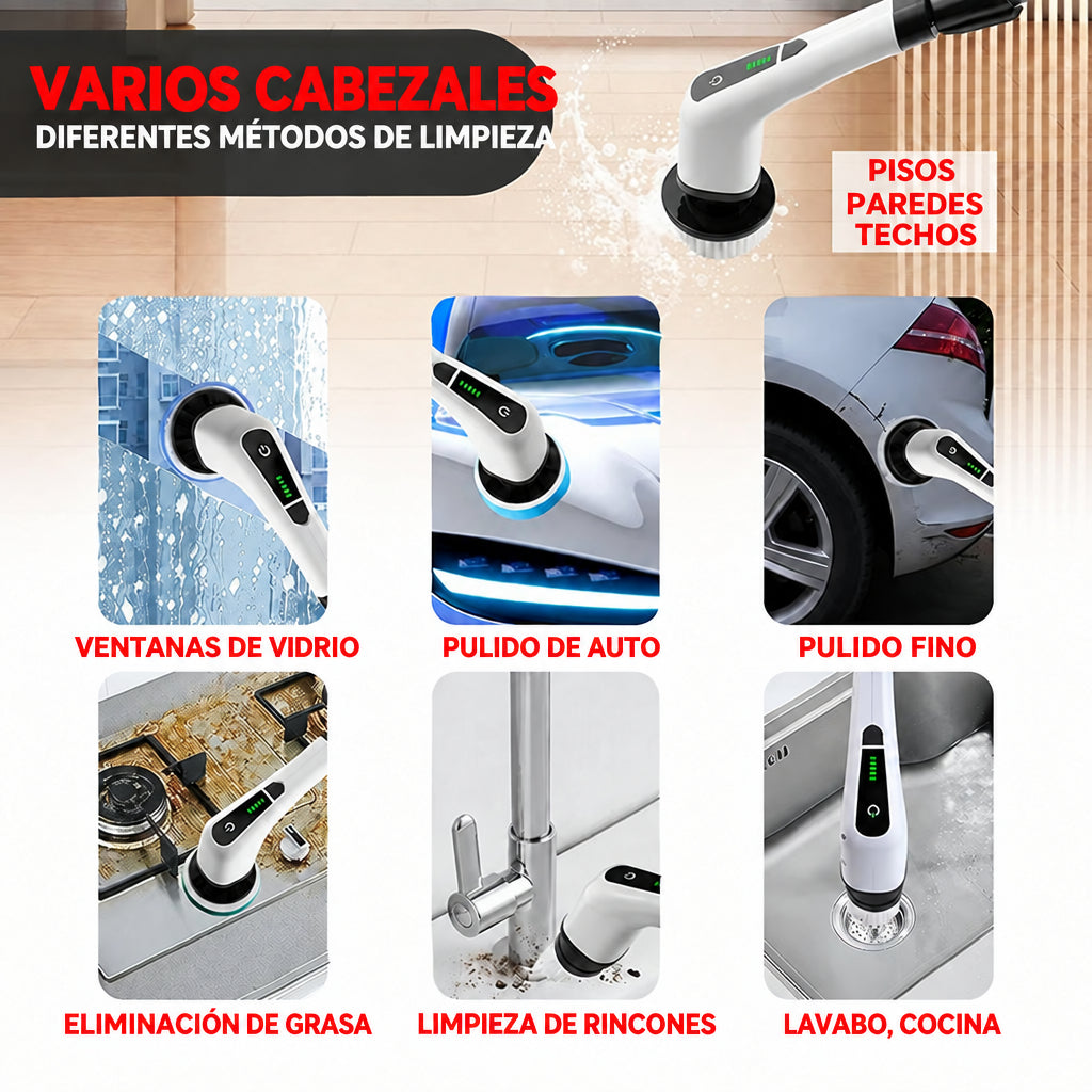 Cepillo Eléctrico de Limpieza 7 en 1 — Recargable Multiuso Baño y Cocina