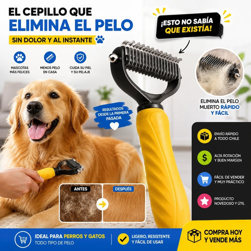 Combo corta nudos y guante quita pelos para mascotas