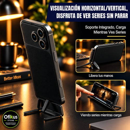 Cable de Carga Rápida con Soporte Plegable 2 en 1 (USB-C)