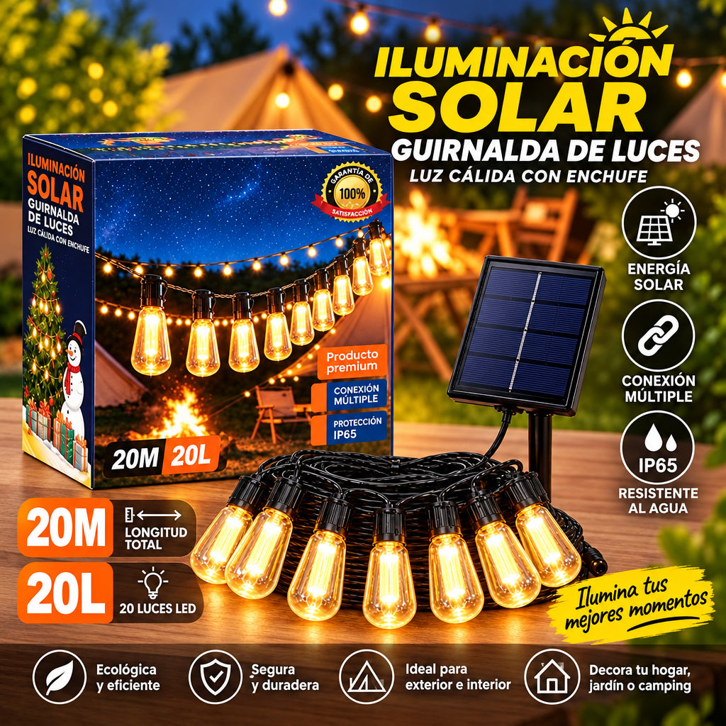 Guirnalda Solar 20m 20 Ampolletas Dg