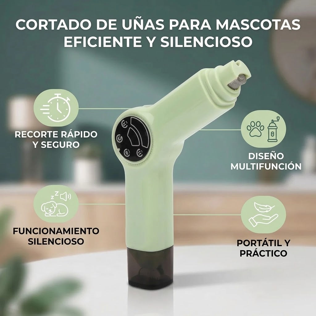Cortaúñas y lima eléctrica para mascotas 2 en 1