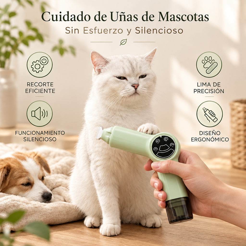 Cortaúñas y lima eléctrica para mascotas 2 en 1