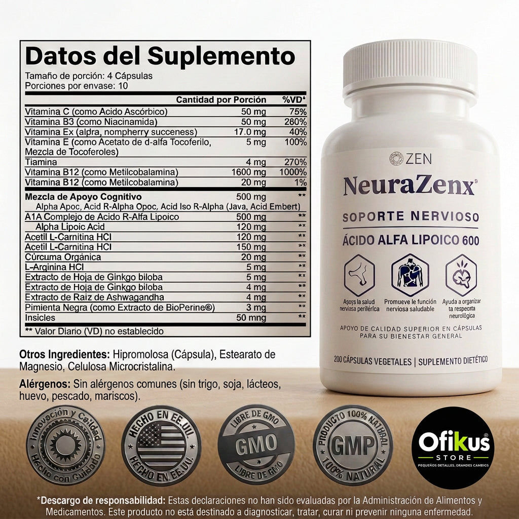NeuraZenx Nerve Support – 60 cápsulas