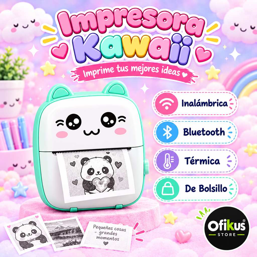 Impresora kawaii banner