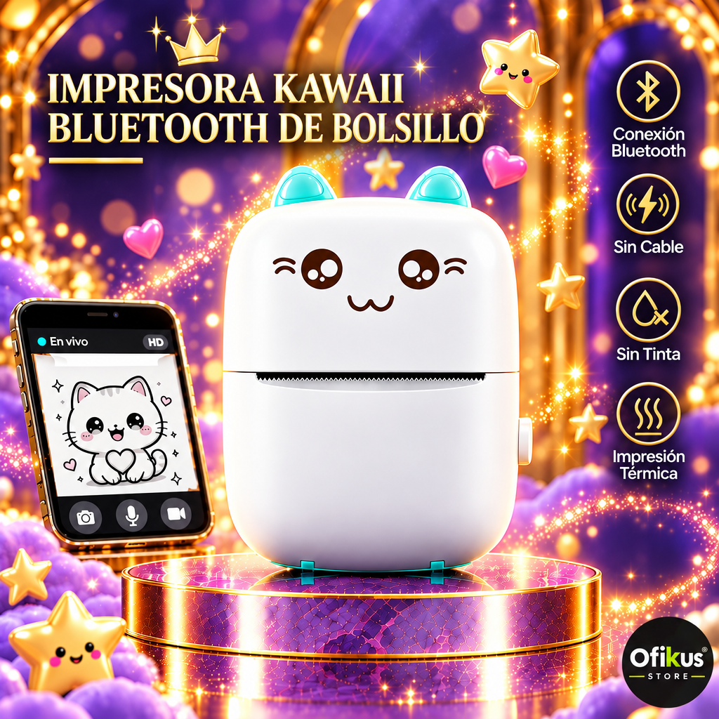 Impresora Kawaii con logo Ofikus