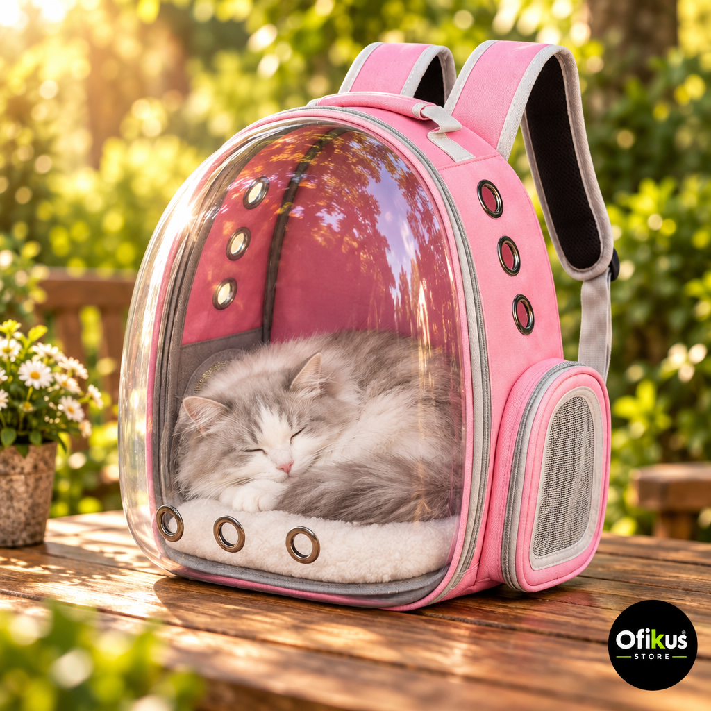 Mochila mascota gato durmiendo premium